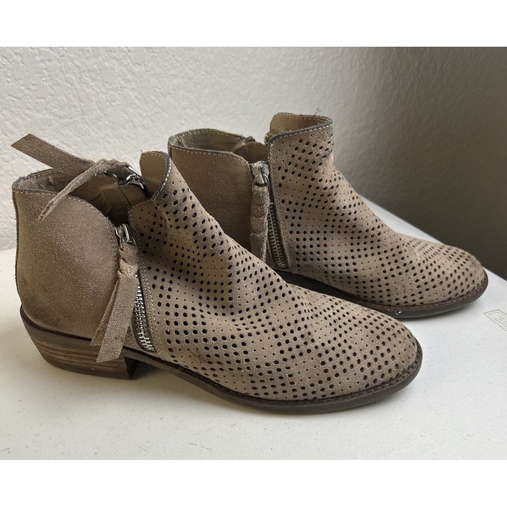 Dolce Vita Womens Size 7M Beige Suede Double Zip Heel‎ Booties